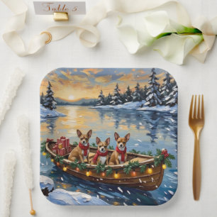 Plato De Papel Navidad en Barco Chihuahua Fiesta