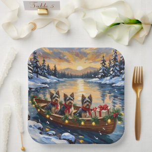 Plato De Papel Navidad en Barco con Havanés Feriado