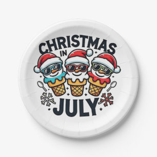 Plato De Papel Navidad en el 4 de julio de helado USA
