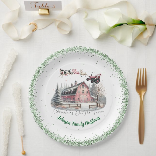 Plato De Papel Navidad en la Granja (Boda)