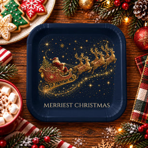 Plato De Papel Navidad en las Estrellas   Trineo de Santa