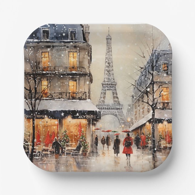 Plato De Papel Navidad en París,  (Anverso)