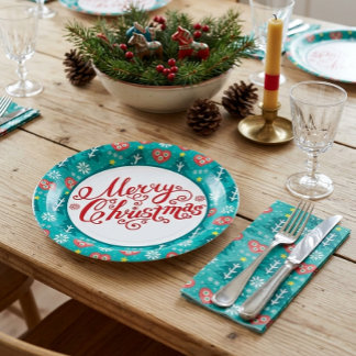 Plato De Papel Navidad Escandinava Feliz