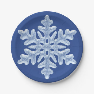 Plato De Papel Navidad escarchado congelado azul helado del