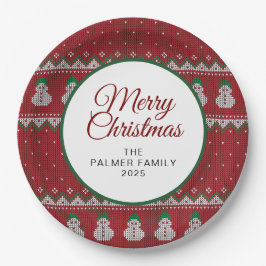 Plato De Papel Navidad Fea Simple y Elegante | Nombre Personaliza