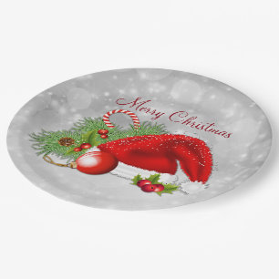 Plato De Papel Navidad festivo del gorra de Santa