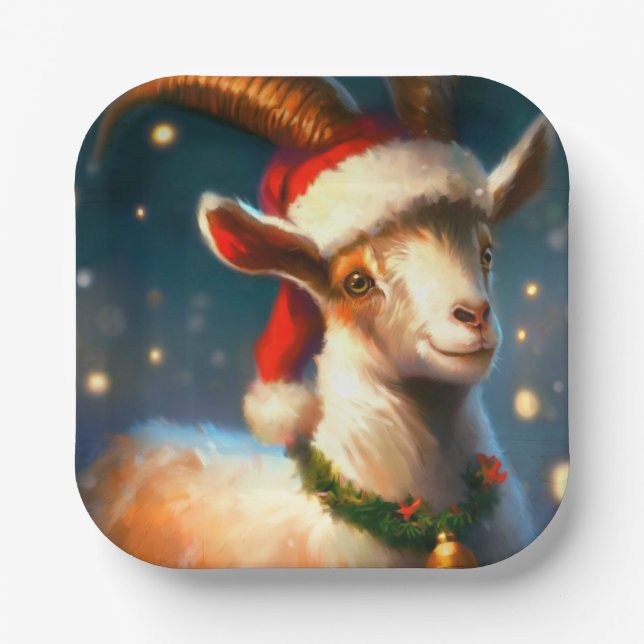 Plato De Papel Navidad Goat 2 (Anverso)