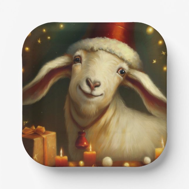 Plato De Papel Navidad Goat 3 (Anverso)