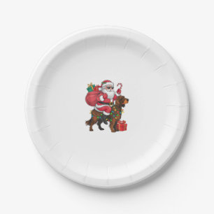 Plato De Papel Navidad iluminando a Santa Riding Irlanda Setter D
