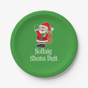 Plato De Papel Navidad irlandés Santa de Nollaig Shona Duit