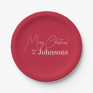 Plato De Papel Navidad Modern Family Rojo Feliz Navidad Fiesta