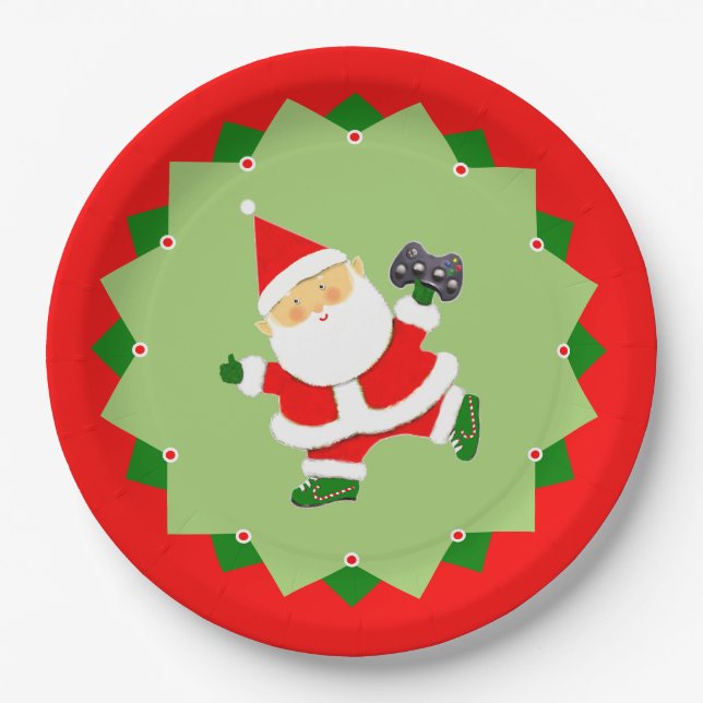 Plato De Papel Navidad para Jugadores de Video (Anverso)
