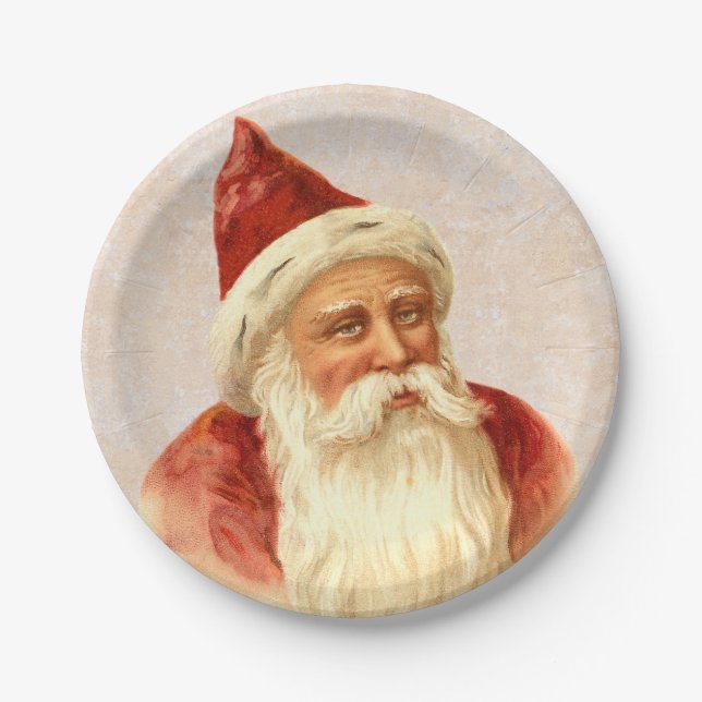 Plato De Papel Navidad pasado de moda alemán de Papá Noel del (Anverso)
