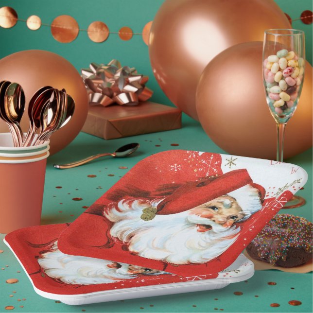 Plato De Papel Navidad retro vintage (Multi)
