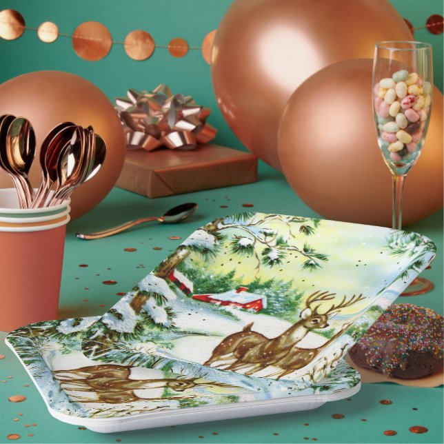 Plato De Papel Navidad retro vintage (Multi)