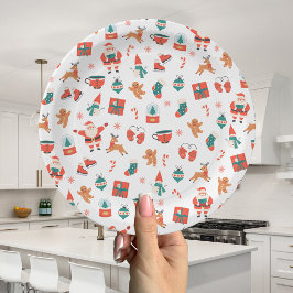 Plato De Papel Navidad Roja Verde Festiva