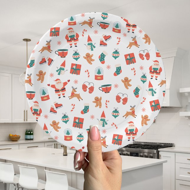 Plato De Papel Navidad Roja Verde Festiva (Subido por el creador)