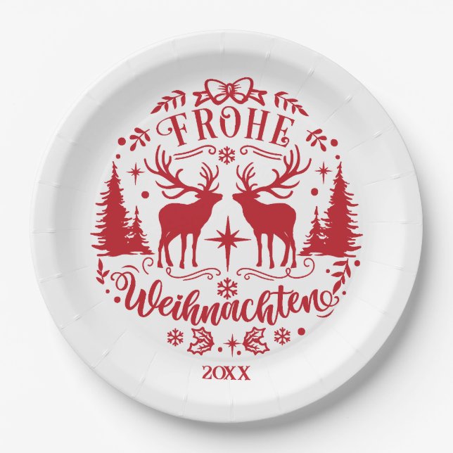 Plato De Papel Navidad Roja y Blanca (Anverso)