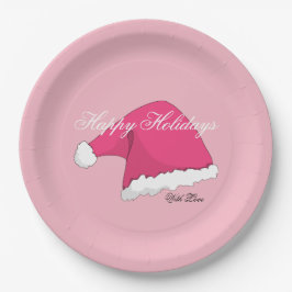 Plato De Papel Navidad rosado