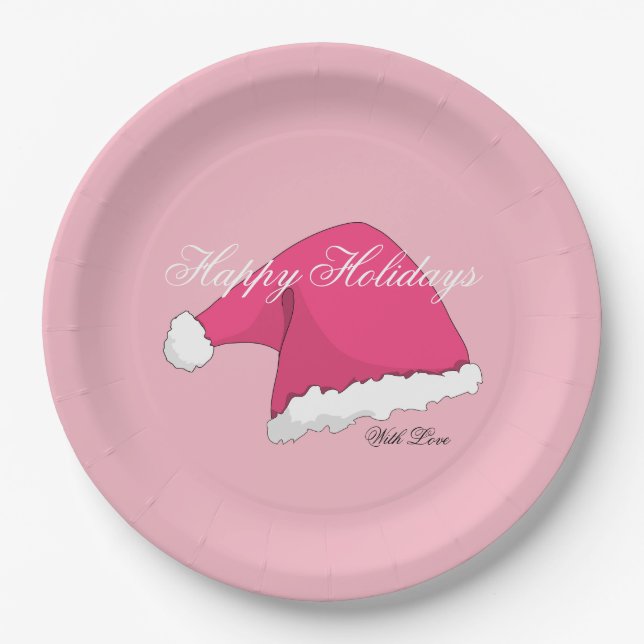 Plato De Papel Navidad rosado (Anverso)