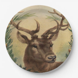 Plato De Papel Navidad rústico de la naturaleza del macho del