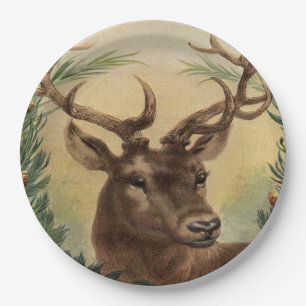 Plato De Papel Navidad rústico de la naturaleza del macho del