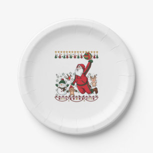 Plato De Papel Navidad Santa Claus Voleibol Muñeco de nieve Reno