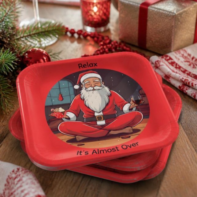 Plato De Papel Navidad Santa Yoga Relajación (Subido por el creador)