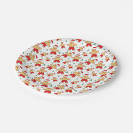 Plato De Papel Navidad Temporada Gingerbread man y Mistletoe