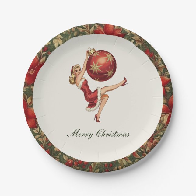Plato De Papel Navidad tradicional vintage (Anverso)