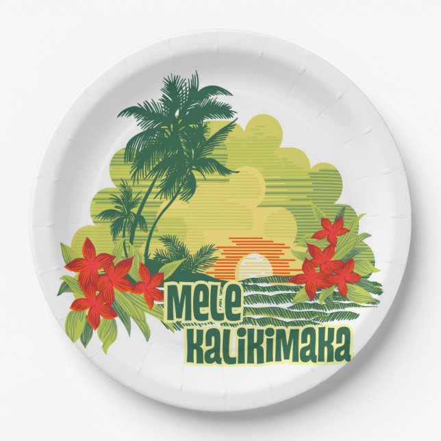 Plato De Papel Navidad tropical del Hawaiian de la isla de Mele (Anverso)