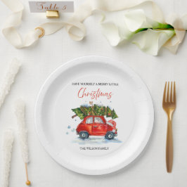 Plato De Papel Navidad ventilado personalizada - Coche rojo con á
