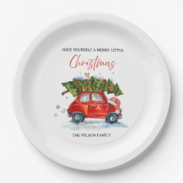 Plato De Papel Navidad ventilado personalizada - Coche rojo con á