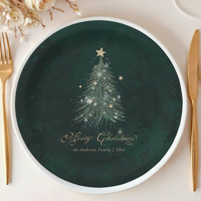 Plato De Papel Navidad Verde Elegante (Subido por el creador)