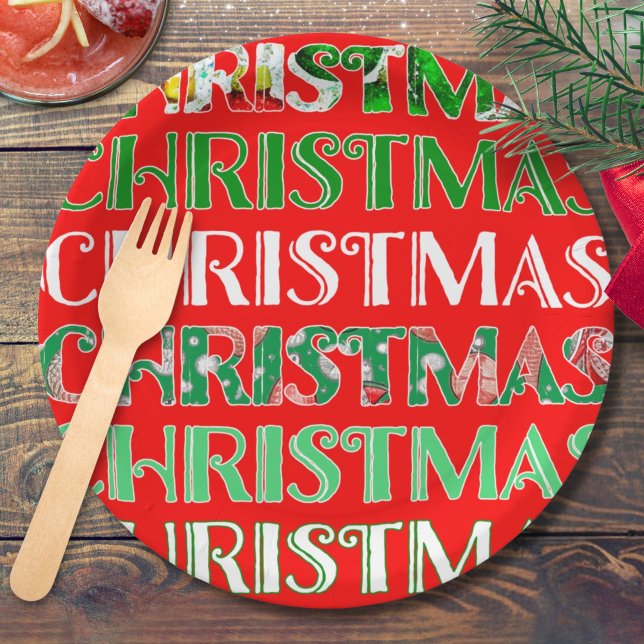 Plato De Papel Navidad Verde Rojo Festiva (Subido por el creador)