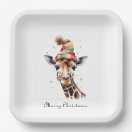 Plato De Papel Navidades acogedores Giraffe, personalizado