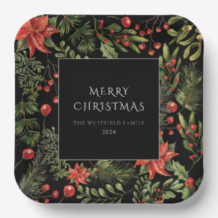 Plato De Papel Navidades acuarela Floral Greeneration Family