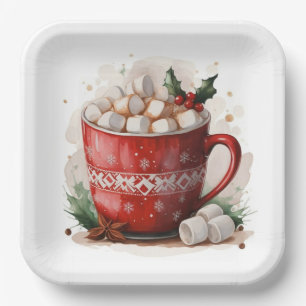 Plato De Papel Navidades acuáticos chocolate caliente