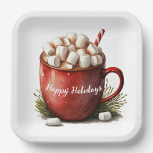 Plato De Papel Navidades acuáticos chocolate caliente