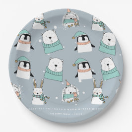 Plato De Papel Navidades adoran animales personalizados