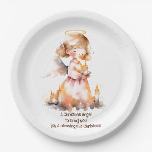 Plato De Papel Navidades Angel Blessing