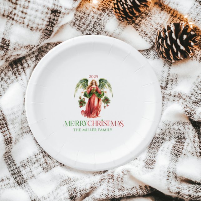 Plato De Papel Navidades Angel Merry Christmas Typography (Subido por el creador)