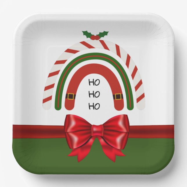 Plato De Papel Navidades Arcoiris dejan que nieve plancha papel (Anverso)