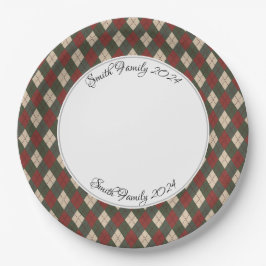 Plato De Papel Navidades Argyle Personalizado