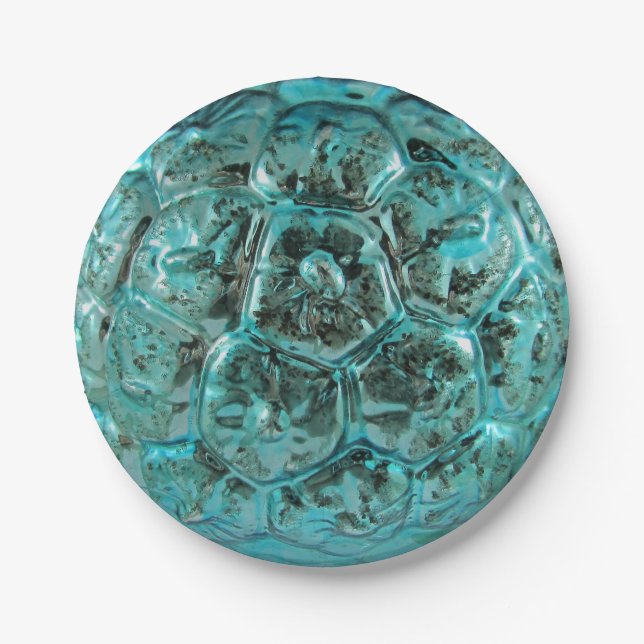 Plato De Papel Navidades Art Glass Aqua Blue Ball Verde azulado (Anverso)