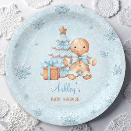 Plato De Papel Navidades azules del hombre de pan de jengibre Bab