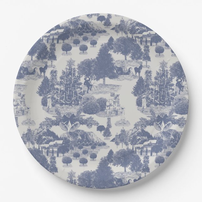 Plato De Papel Navidades azules Winter Wonderland (Anverso)