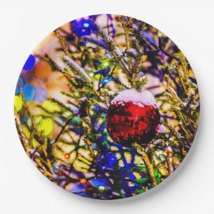 Plato De Papel Navidades Ball Red