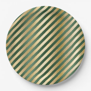 Plato De Papel Navidades Banda de agua de la banda de oro verde