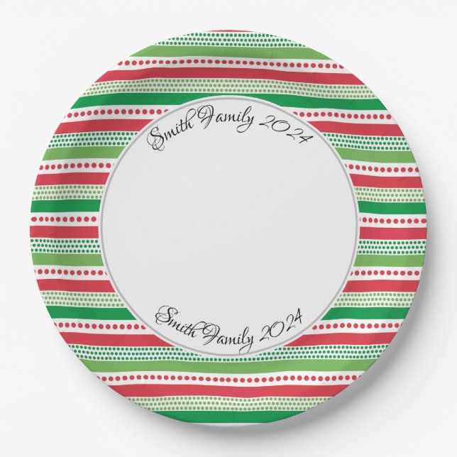 Plato De Papel Navidades bandas personalizadas (Anverso)